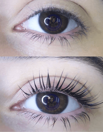 Eyelash lifting for curled lashes Before and after